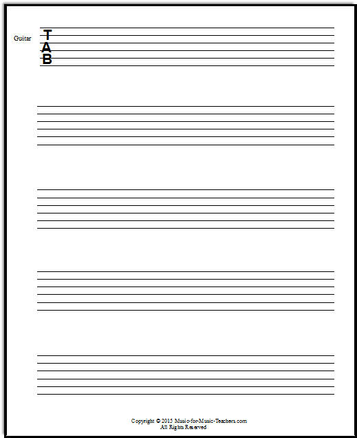 Printable blank guitar tab sheets